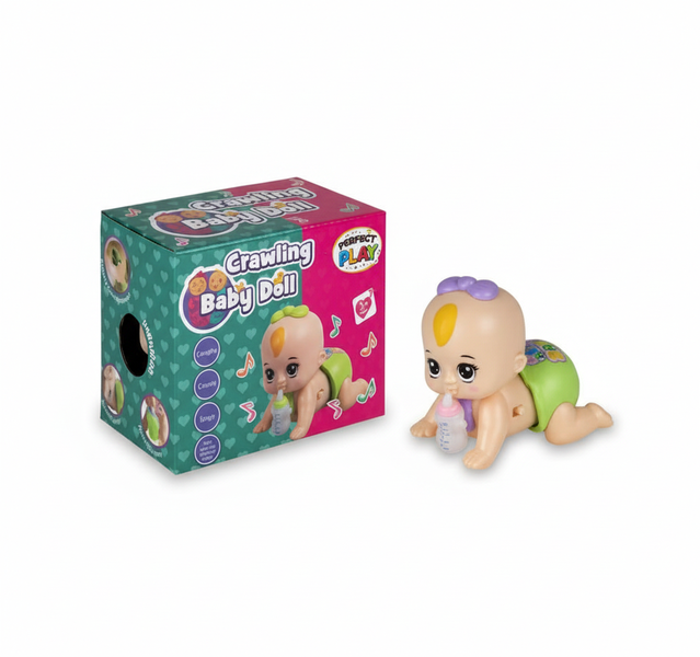 Perfect Play Crawling Baby Doll with Music and Lights, 13x10 cm
