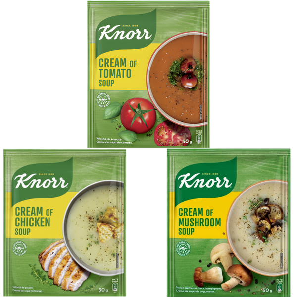 Knorr Creamy Soup Combo - Mushroom 50g + Chicken 50g +Tomato 50g