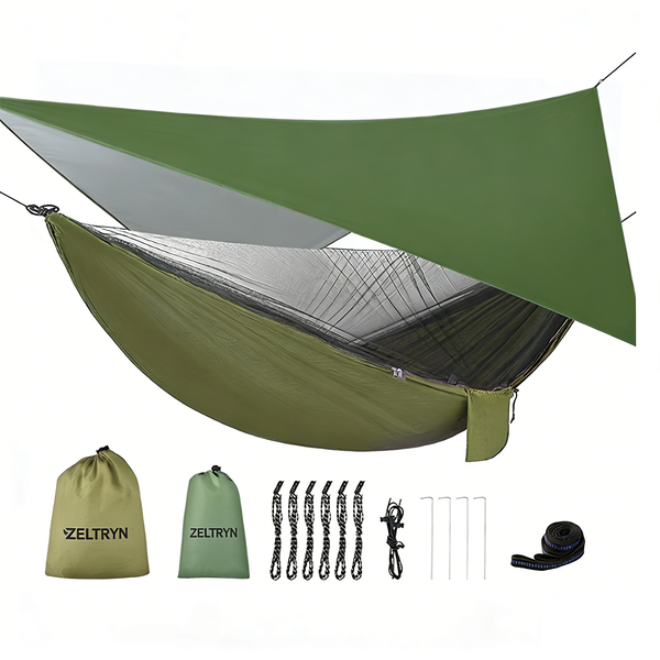 ZELTRYN Camping Hammock with Canopy, Hammock Tent with Tree Straps