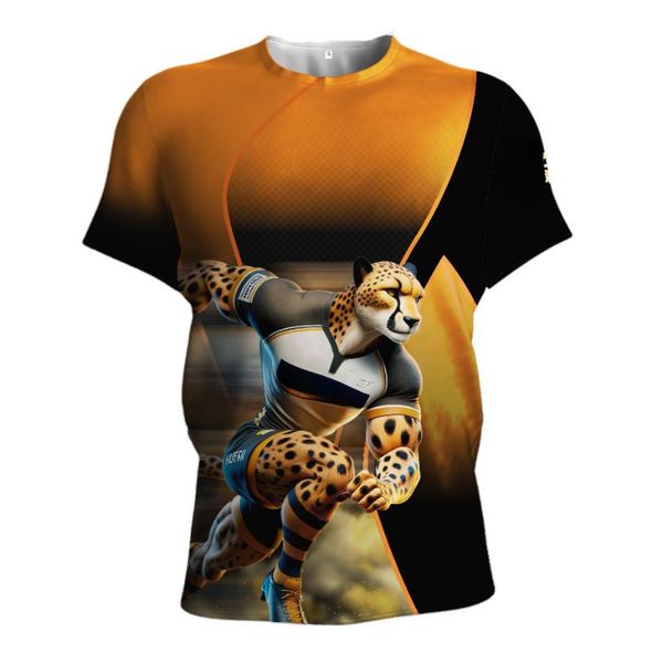 3D Sublimation Printed Cheetah Rugby Supporter T-Shirt