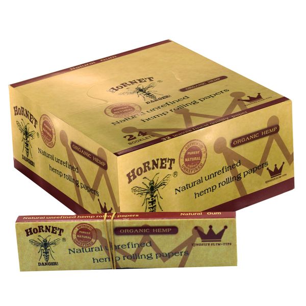 Hornet Rolling Paper With Tips - Organic Hemp - King Size Slim