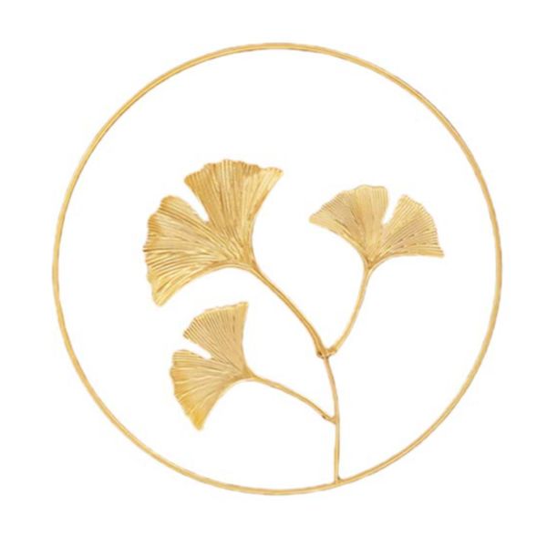 Decor Ginkgo Gold Leaf Wall Decoration Round - 24cm - Double Petal
