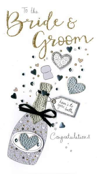Greeting Card - Wedding - Bride &amp; Groom Champagne