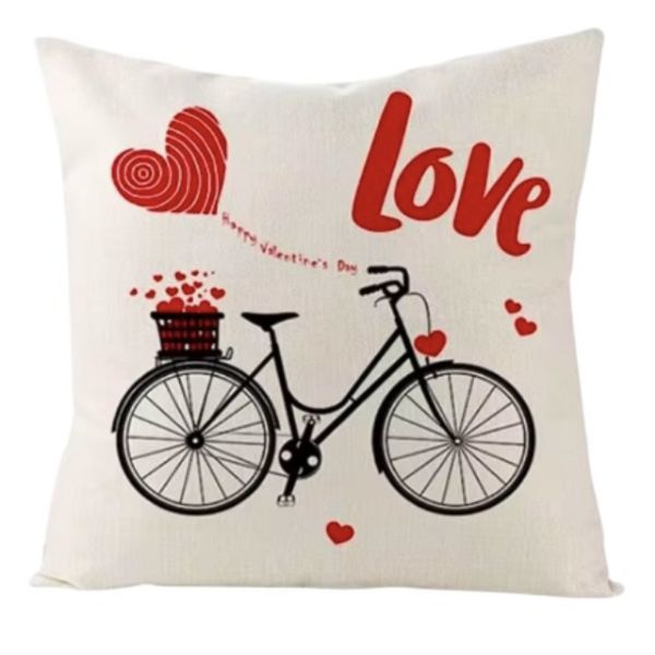 Bicycle Valentine Love Plush Luxury Scatter Cushion Cover - 60cm x 60cm
