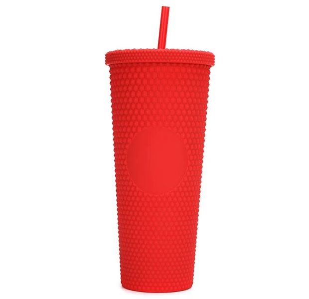 Studded Tumbler Thermoses with Insulated Double Walls with Lid and Straw
