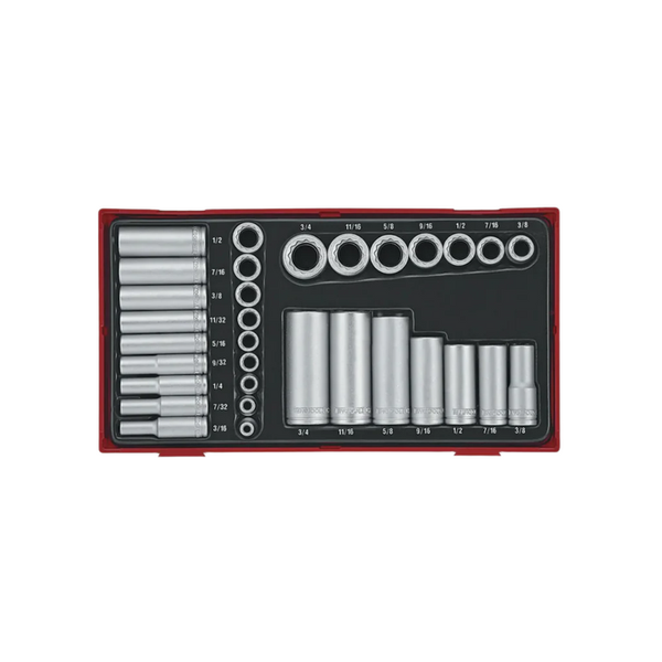 TengTools - Socket Set 1/4 and 3/8 in Drive 12pt AF - TTAF3212