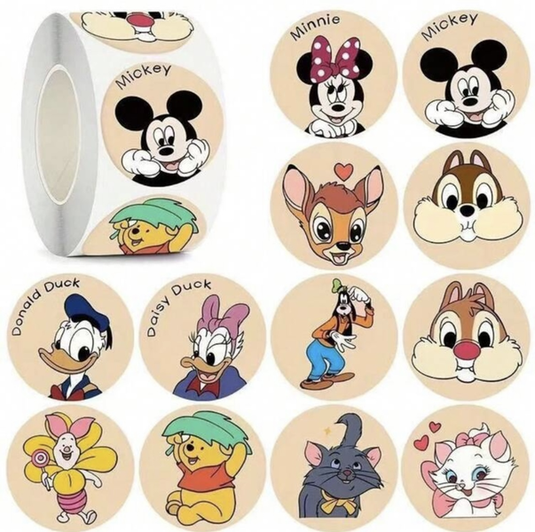 Stickers Disney Characters Assorted Roll 500 Pieces