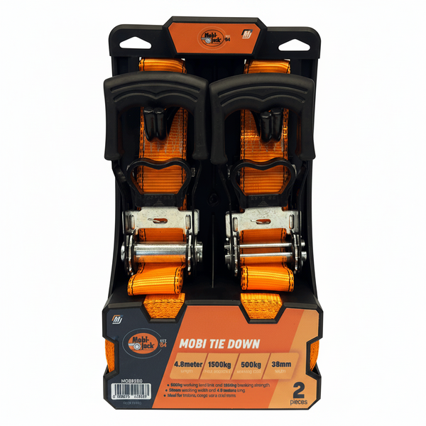 Mobi-Jack 38mm Ratchet Strap 4.8m 500kg Max Load Secure Tie-Down