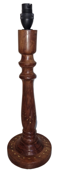 Litex Lamps Exotic Hard Wood Table lamp with Brass Inlay Design
