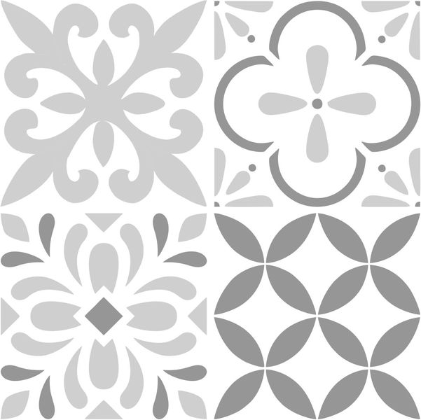 Shades of Grey Tile Wall Stickers - Set of 20