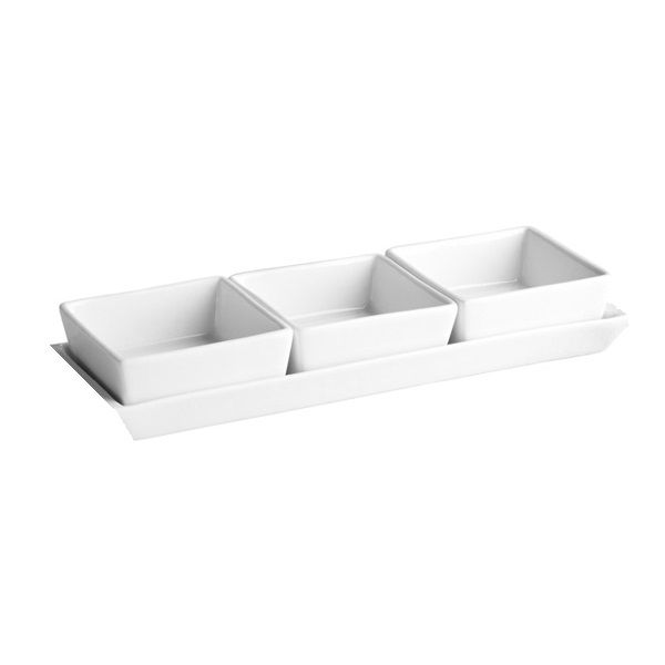Bowl Set 3Pc On Tray 25.5X24X13.5 Porcelain 10845 - Kitchen Essentials