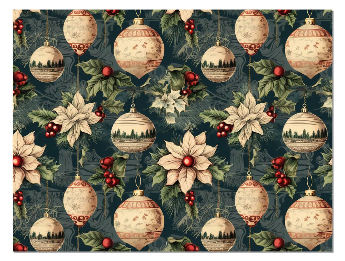 A3 Disposable Paper Placemat Set Vintage Christmas Baubles Shop