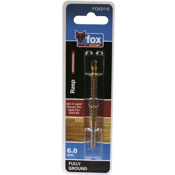 Bulk Pack x 6 FOX - Drill Bit Wood Fully Ground Rasp Pro 6.0x90mm