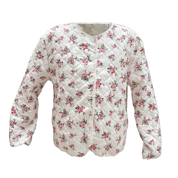 Floral Cotton Candy Pink Regular Quilted Jacket