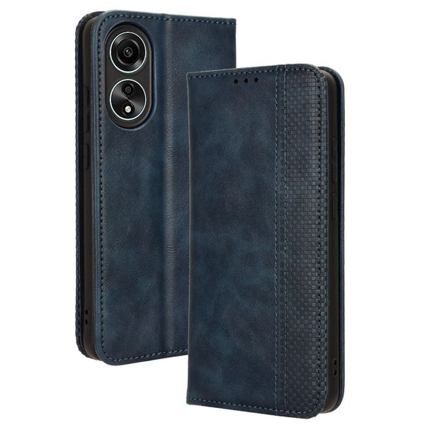 Flip Cover Compatible With Oppo A58 4G Magnetic Buckle Retro Leather Case