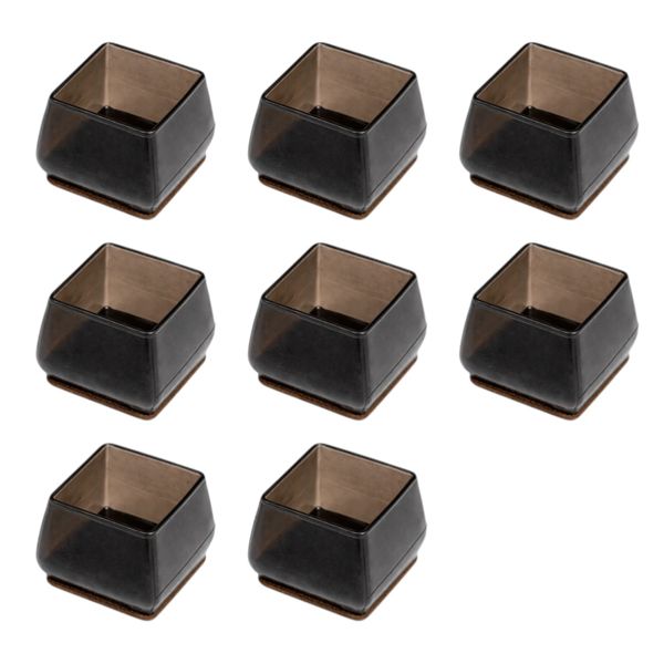 8 Piece - Square Chair Leg Floor Protector Cover - Transparent Black