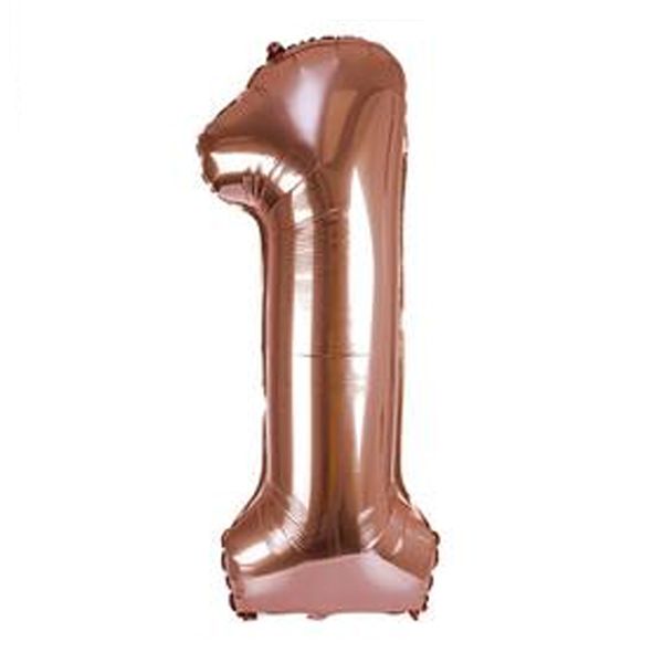 Balloon Number '1' Helium Foil Rose Gold - 102cm