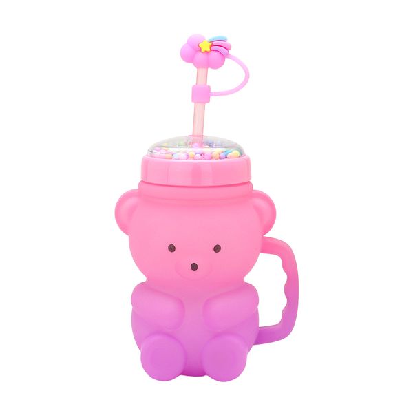 Hot Focus Bear Water Bottle with Glow-in-the-Dark Nail Stickers - BPA-Free