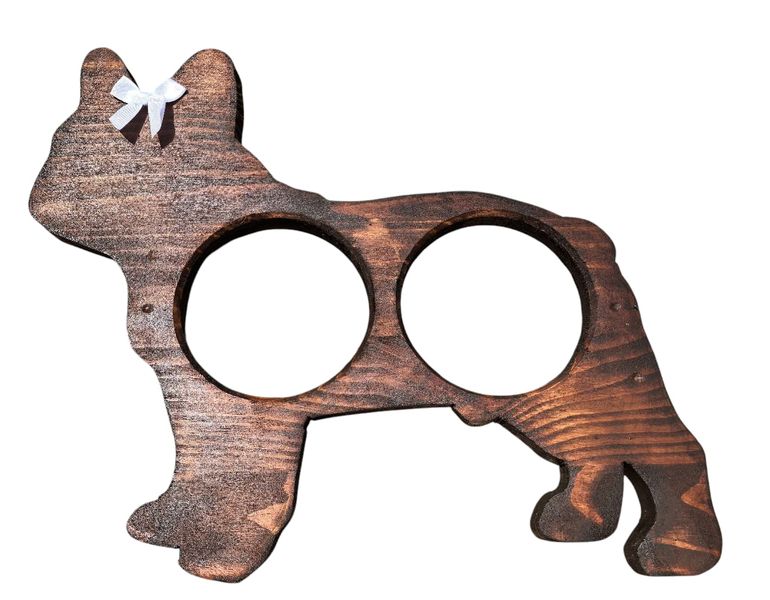 Wooden Raised Dog Feeder for French Bulldog - Double Bowl Stand