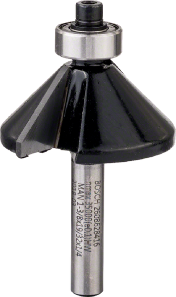 Chamfer/laminate trim bit 1/4", D1 34,9 mm, B 13 mm, L 14,6 mm, G 56 mm, 45°