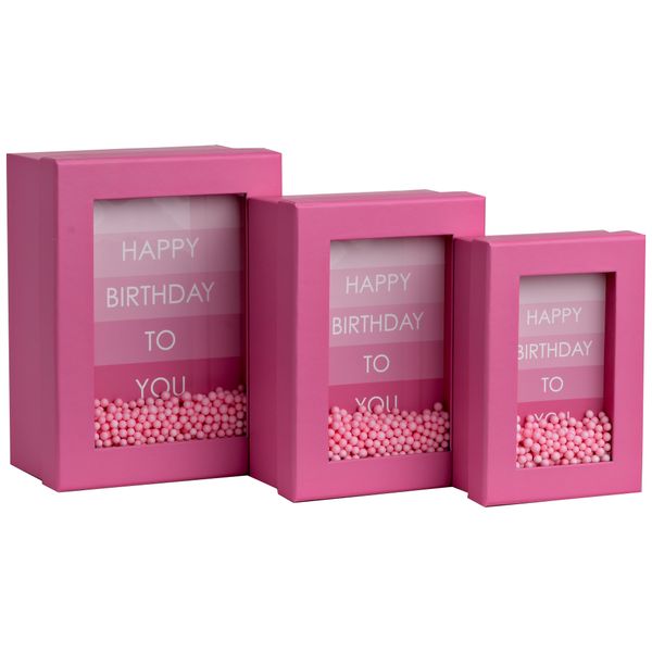 3 Nested Window Boxes - Birthday Pink