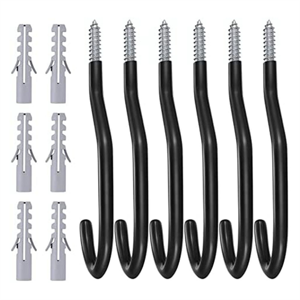 6 Pcs Bike Hooks For Garage Wall Heavy Duty Bike Storage Hooks