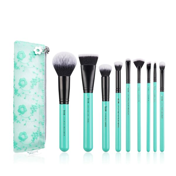 Turquoise Essential Makeup Brush Kit with Storage Bag