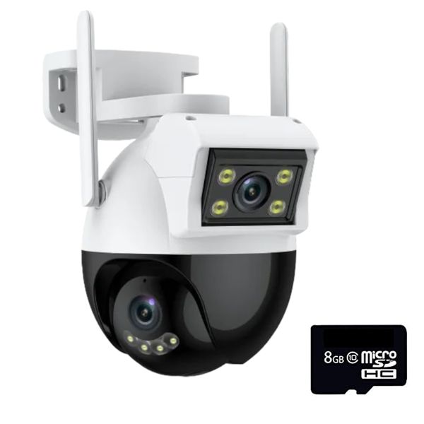 Dual View Panoramic Home Office Outdoor Security Camera &amp; 8GB Card
