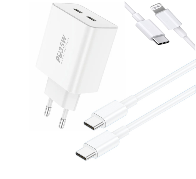 35w Pd Dual C Port Fast Charger with Lightning/Type C Cable. Foneng Eu50