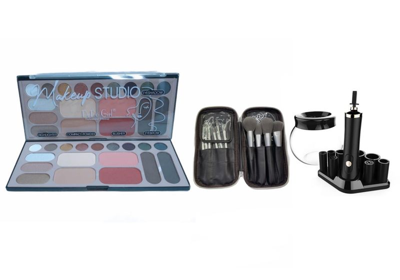 Makeup Tool Kit- Cosmetics Palette, Brushes and Makeup Brushes Cleaner
