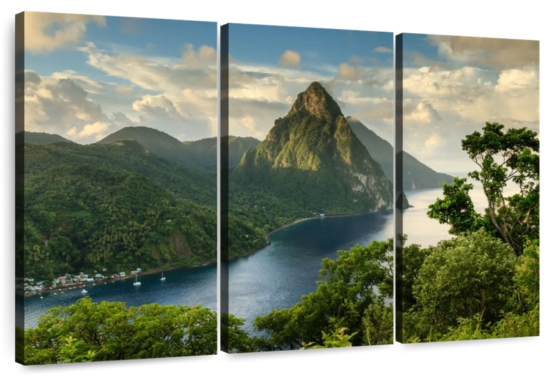 Canvas Art - Mountain View 3 Piece Canvas Wall Art Living Bedroom Decor
