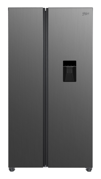 Univa 433L Water Dispenser A+ Rated Side-by-Side Fridge Inox
