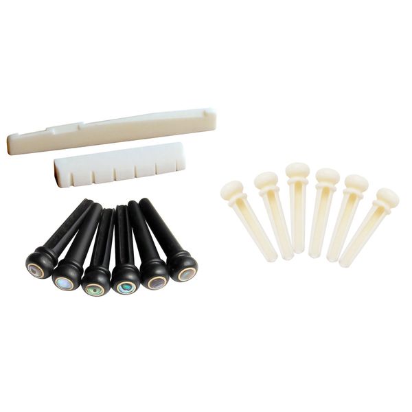 6 Pieces Real Bone Acoustic Guitar Bridge Pins With Pearl Shell Dot