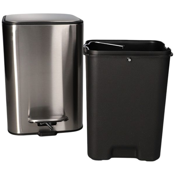 Bathlux Silver Stainless Steel Pedal Trash Can 3L 2 Piece
