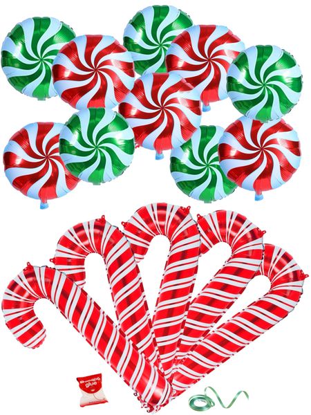 Giant Inflatable Candy Cane and Swirl Sweet Balloon Set