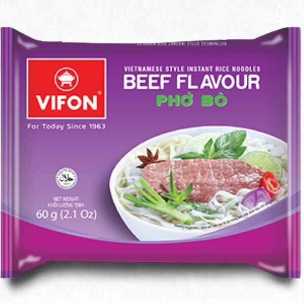 Instant Rice Noodles - Pho Beef Flavour 60gr x 6
