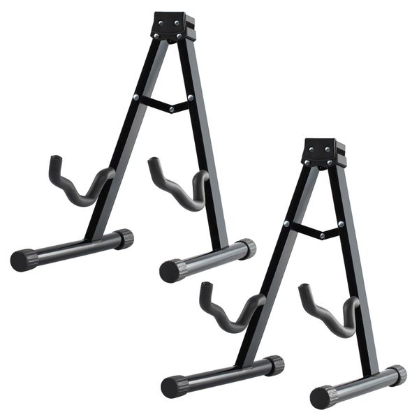 2 Pack Foldable A-Frame Guitar Stand Non-Slip for Acoustic/Electric/Bass