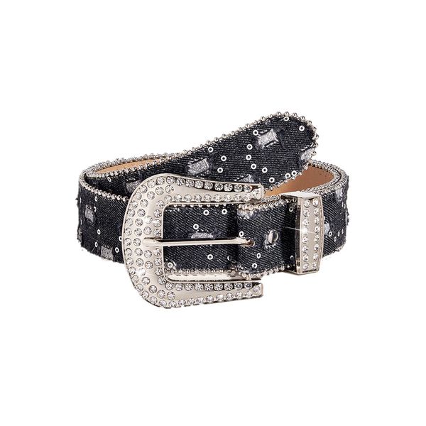 Shiny Sequins PU Leather Waist Belt Girls Bling Y2K Star Belts