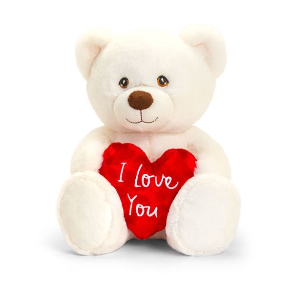 Keeleco Cream Waffle Bear with Heart 20cm - Eco-Friendly Valentine's gift