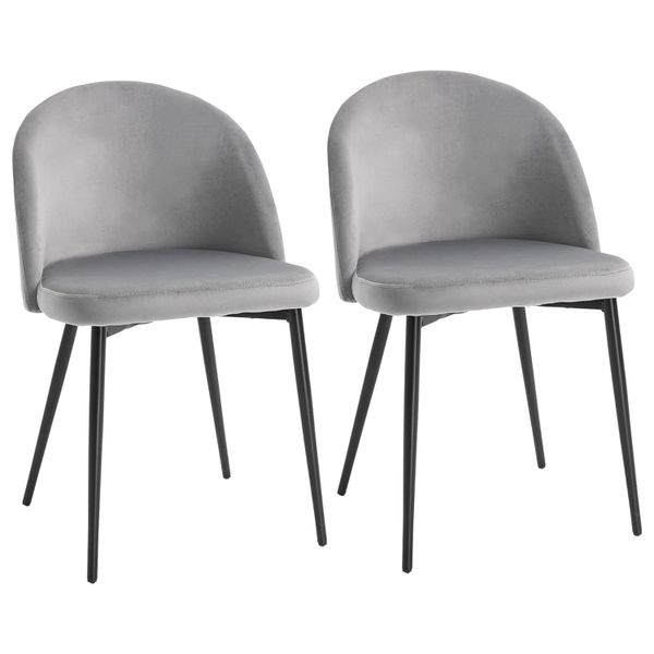 Grey Velvet Dining Room Chairs - Set of 2