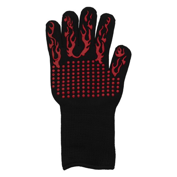 Regent BBQ Gloves Heat Resistant Non Slip Silicone Red and Black,