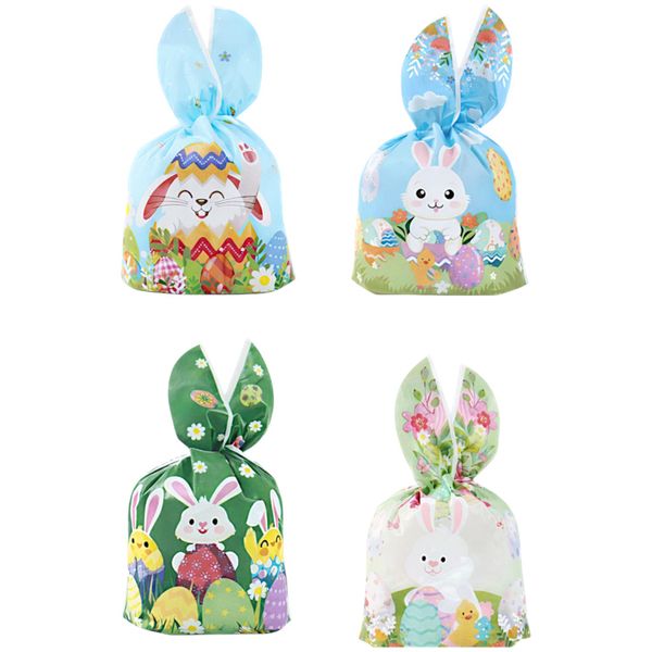 50 Piece - Easter Bunny Gift Bags with Bunny Ear Tie - Multicolour