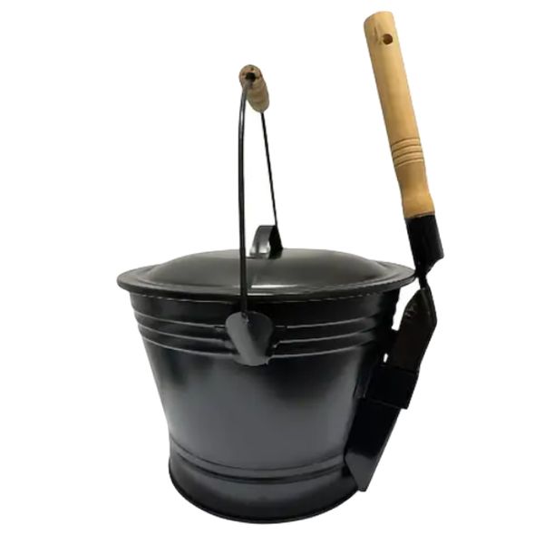 Tool Heavy-Duty Galvanised Iron Fireplace/ Ash Bucket With Lid &amp; Shovel