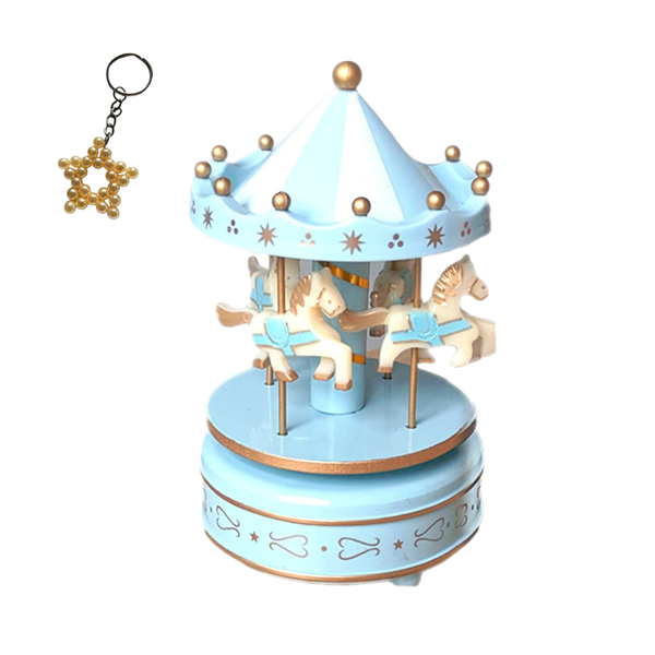 Musical Carousel Horse - Blue and Keyring