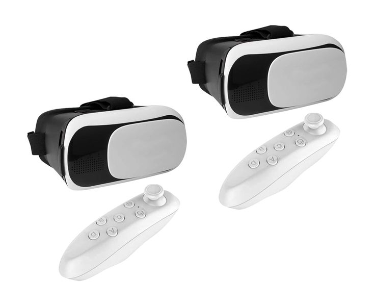 VR Virtual Reality Glasses Headset with Bluetooth Remote 2 PACK