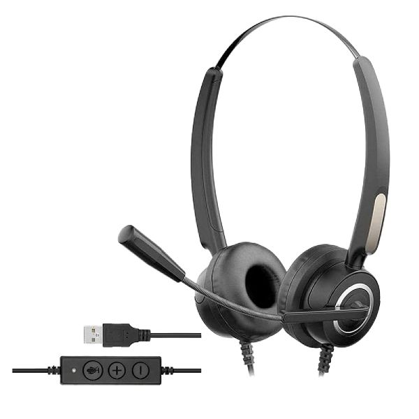 HP DHE-8000 USB Phone Operators Headphone Black
