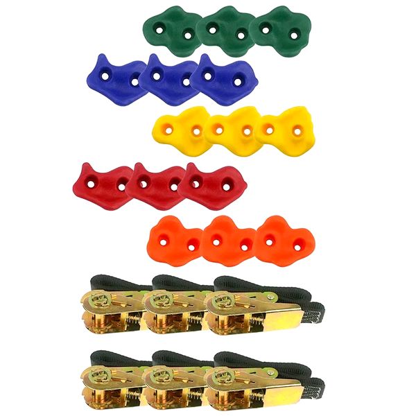 Tree Climbing Holds for Kids Climbing 15 Grips + 6 Straps