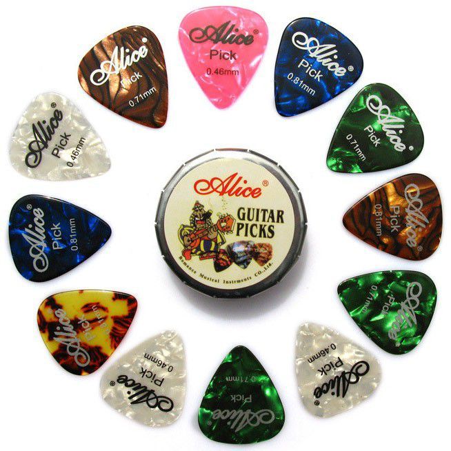 Alice Guitar Picks - Round Tin - Various Colours and Sizes - 12 pcs