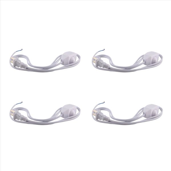 4X White Lamp Power Cord W Dimmer Switch AC 250V/110V US Plug