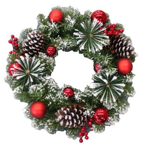 Christmas Decoration - Harvard Frosted Wreath 50cm | 53 Tips